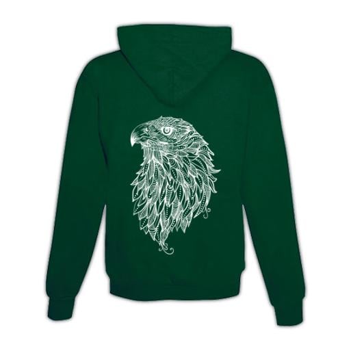 JoyLine Hoodie mit Zipper Mandala Adler Unisex Grösse: L, Farbe: Grün
