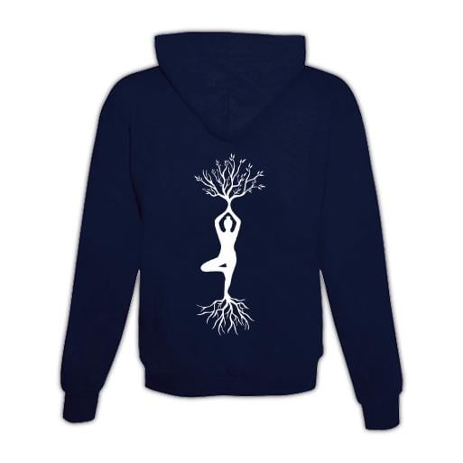 JoyLine Hoodie mit Zipper Yoga Baum Unisex Farbe: Dunkelblau, Grösse: M