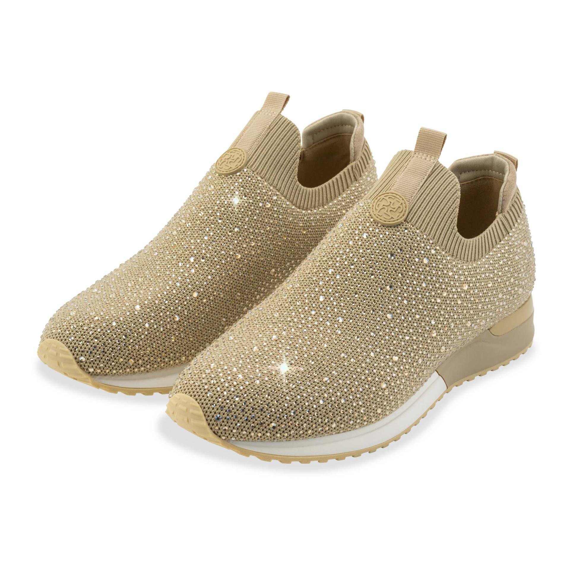 Exclusiv Line Sneaker mit Strasssteinen Glamour Schuhgrösse Damen: 41, Farbe: Beige