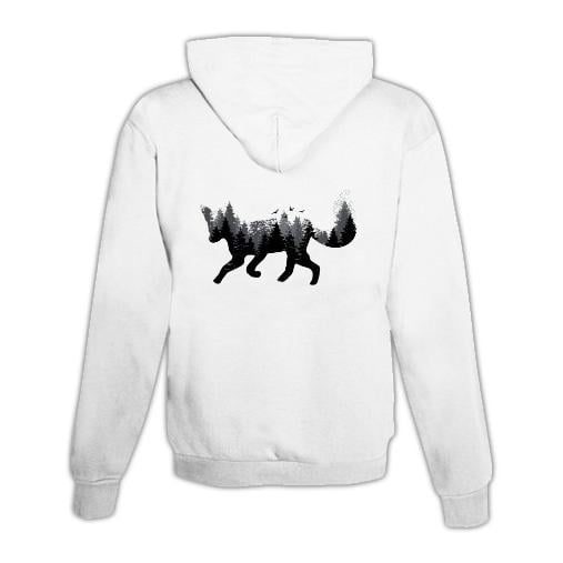 JoyLine Hoodie mit Zipper Wald Fuchs Unisex Farbe: Weiss, Grösse: L