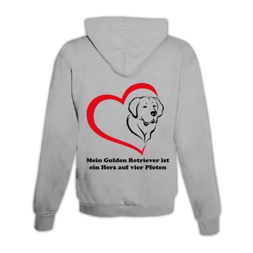 JoyLine Hoodie mit Zipper Retriever Herz Unisex Grösse: M, Farbe: Grau
