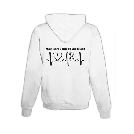 JoyLine Hoodie mit Zipper Hunde Herz Unisex Farbe: Weiss, Grösse: L