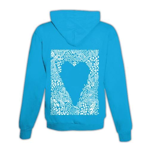 JoyLine Hoodie mit Zipper Herzmuster Unisex Farbe: Hellblau/Türkis, Grösse: L