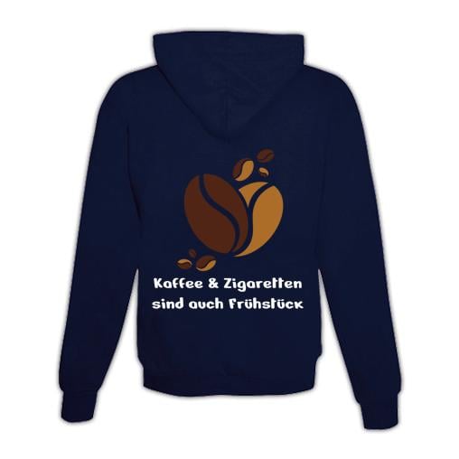 JoyLine Hoodie mit Zipper Kaffee & Zigaretten Unisex Grösse: XXL, Farbe: Dunkelblau