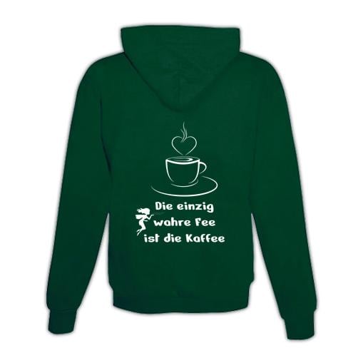 JoyLine Hoodie mit Zipper Kaffee Fee Unisex Grösse: XXL, Farbe: Grün