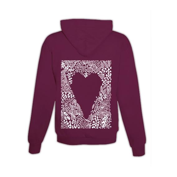 JoyLine Hoodie mit Zipper Herzmuster Unisex Grösse: XXL, Farbe: Burgundy