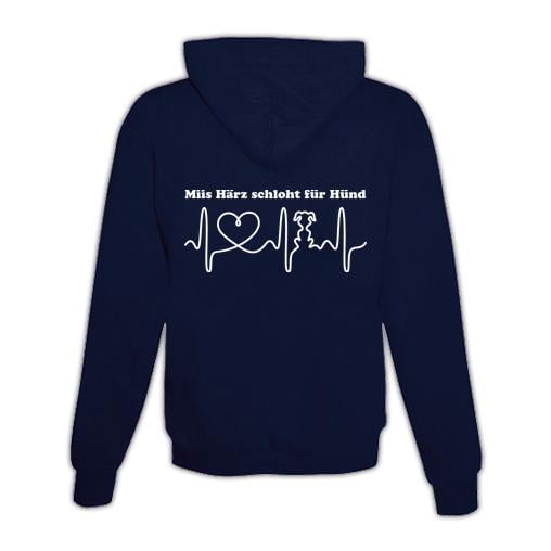 JoyLine Hoodie mit Zipper Hunde Herz Unisex Grösse: XXL, Farbe: Dunkelblau