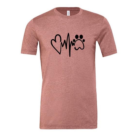 JoyLine T-Shirt Herzschlag Schwarz Unisex Farbe: Mauve, Grösse: L