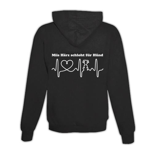 JoyLine Hoodie mit Zipper Hunde Herz Unisex Farbe: Schwarz, Grösse: M
