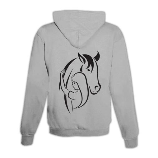 JoyLine Hoodie mit Zipper Horse & Love Unisex Grösse: S, Farbe: Grau