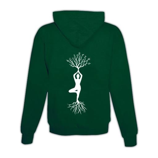 JoyLine Hoodie mit Zipper Yoga Baum Unisex Grösse: M, Farbe: Grün