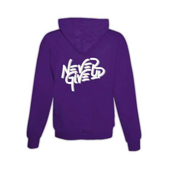 JoyLine Hoodie mit Zipper Never give up Unisex Grösse: S, Farbe: Lila