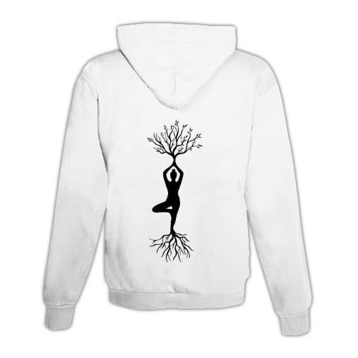 JoyLine Hoodie mit Zipper Yoga Baum Unisex Farbe: Weiss, Grösse: M