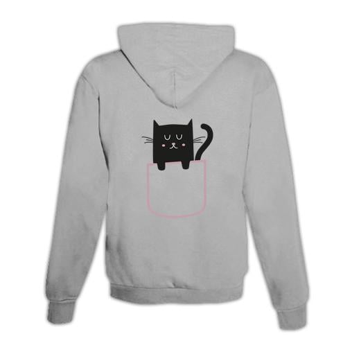 JoyLine Hoodie mit Zipper Katze Unisex Grösse: XL, Farbe: Grau