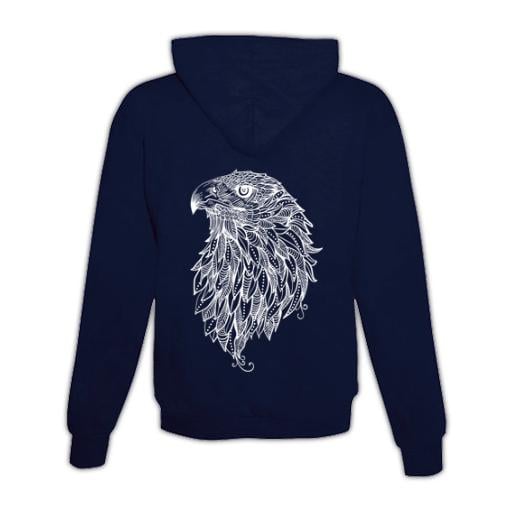 JoyLine Hoodie mit Zipper Mandala Adler Unisex Grösse: L, Farbe: Dunkelblau