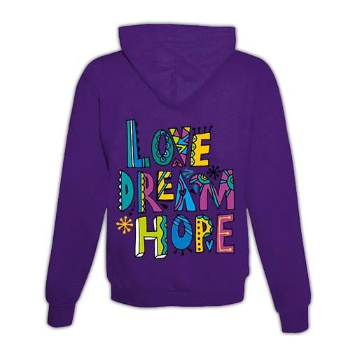 JoyLine Hoodie mit Zipper Love, Dream, Hope Unisex Farbe: Lila, Grösse: M