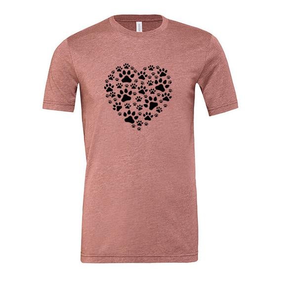 JoyLine T-Shirt Hunde Herz Schwarz Unisex Farbe: Mauve, Grösse: L