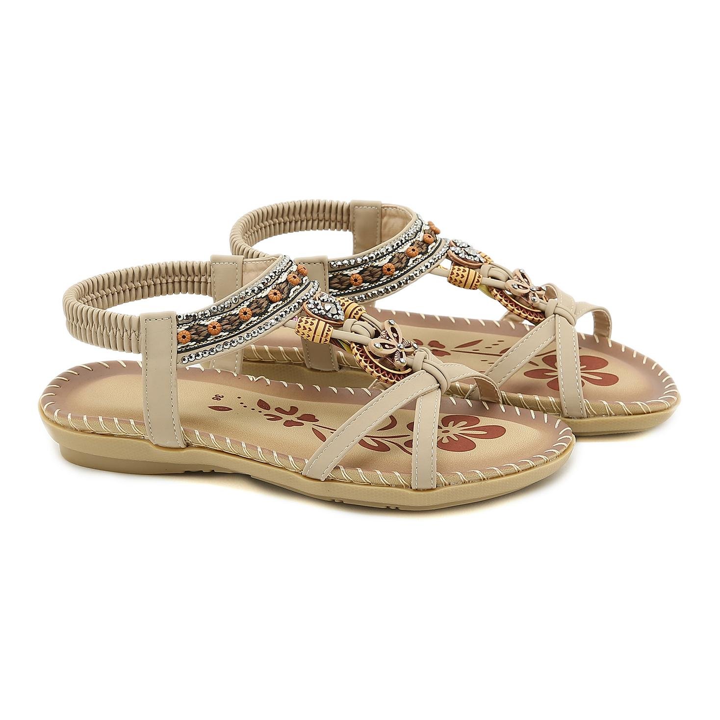 JoyFeet Sommersandale Retro Damen Farbe: Beige, Grösse: 36