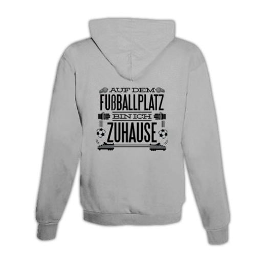 JoyLine Hoodie mit Zipper Fussballplatz Unisex Grösse: M, Farbe: Grau