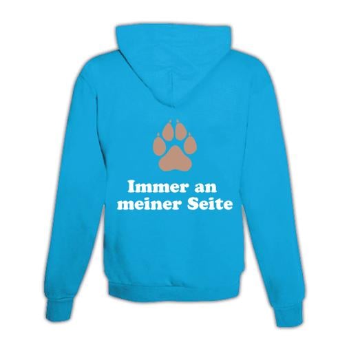JoyLine Hoodie mit Zipper Hundepfote Unisex Grösse: M, Farbe: Hellblau/Türkis