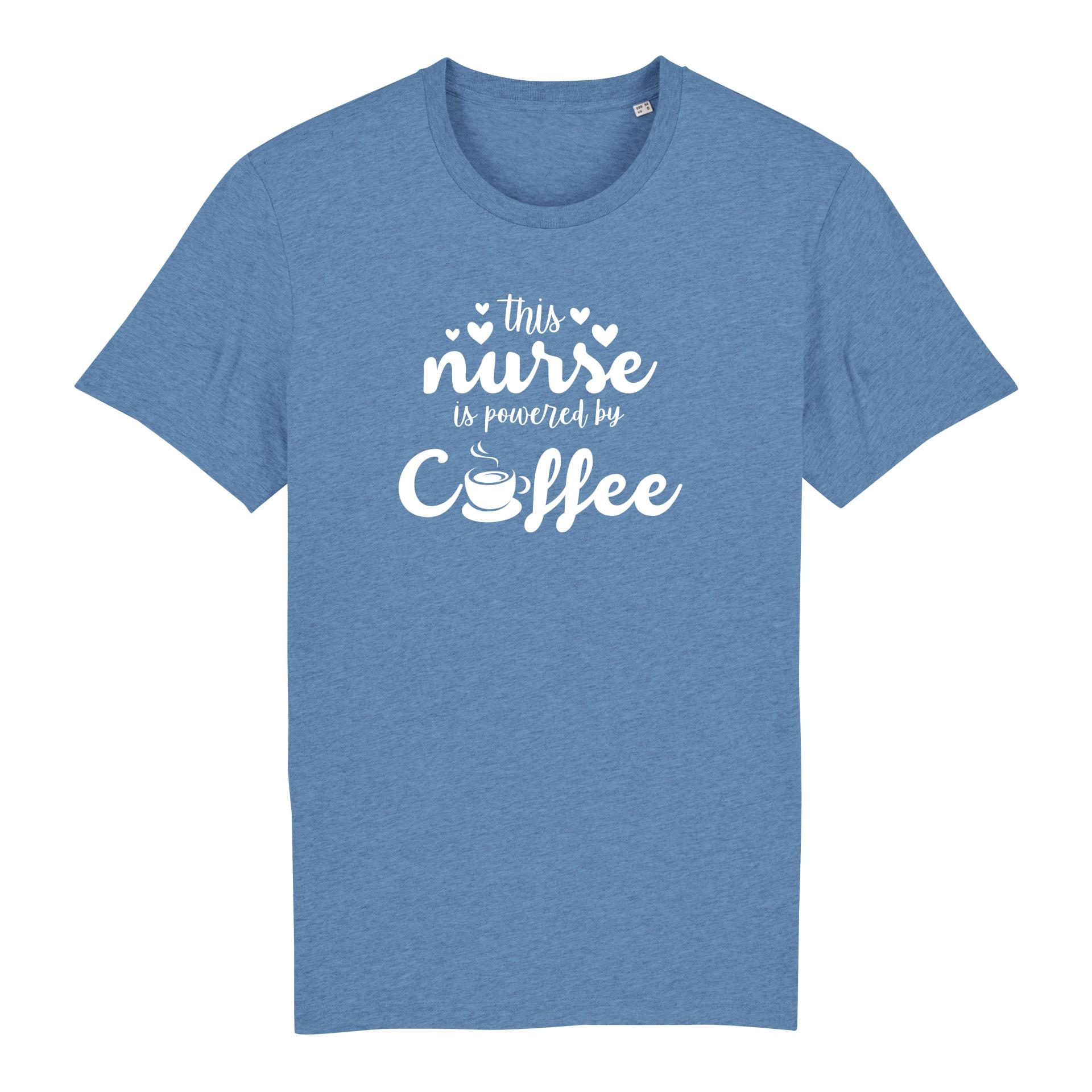 Schwesternuhr This nurse is powered by coffee Bio T-Shirt Unisex Farbe: Mid Heather Blue, Grösse: XS