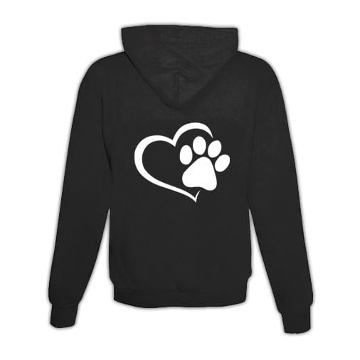JoyLine Hoodie mit Zipper Herz mit Pfote Unisex Grösse: XL, Farbe: Schwarz