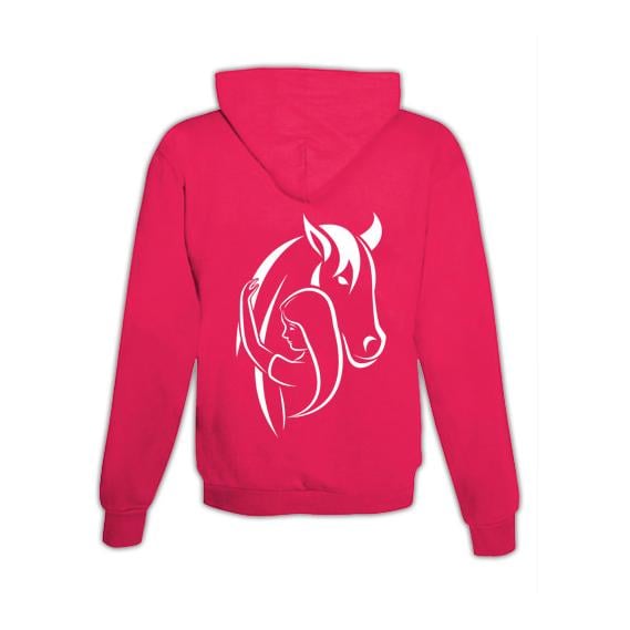 JoyLine Hoodie mit Zipper Horse & Love Unisex Grösse: S, Farbe: Pink