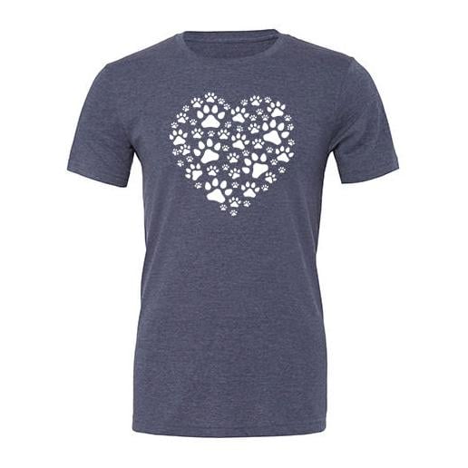 JoyLine T-Shirt Hunde Herz Weiss Unisex Grösse: L, Farbe: Marineblau