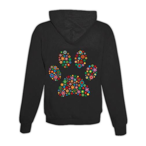 JoyLine Hoodie mit Zipper Pfote bunt Unisex Grösse: L, Farbe: Schwarz