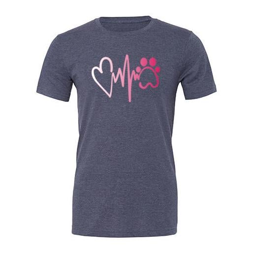 JoyLine T-Shirt Herzschlag Pink Unisex Farbe: Marineblau, Grösse: S