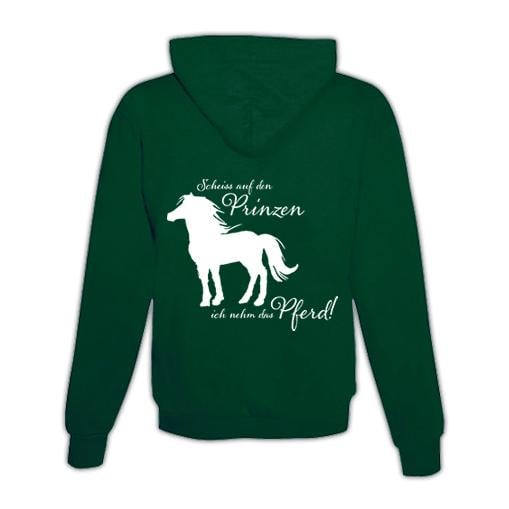 JoyLine Hoodie mit Zipper Ich nehm das Pferd Unisex Grösse: M, Farbe: Grün