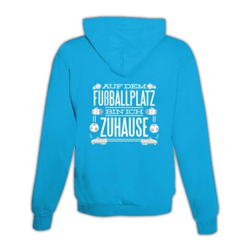JoyLine Hoodie mit Zipper Fussballplatz Unisex Grösse: XL, Farbe: Hellblau/Türkis