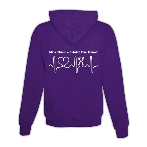 JoyLine Hoodie mit Zipper Hunde Herz Unisex Farbe: Lila, Grösse: XL