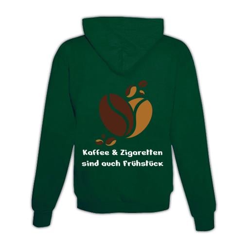 JoyLine Hoodie mit Zipper Kaffee & Zigaretten Unisex Grösse: XL, Farbe: Grün
