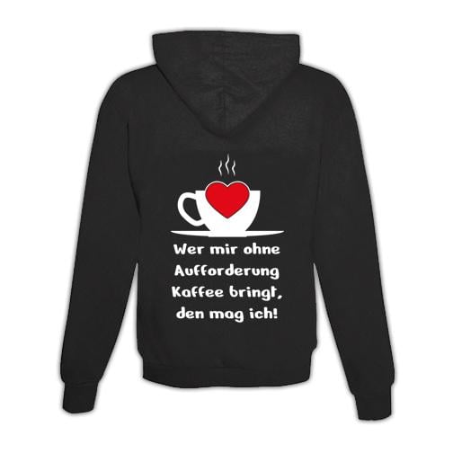 JoyLine Hoodie mit Zipper Kaffee Aufforderung Unisex Grösse: XL, Farbe: Schwarz