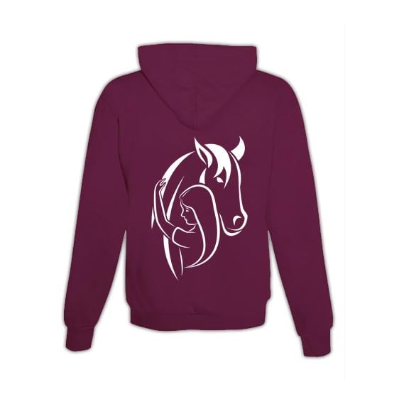 JoyLine Hoodie mit Zipper Horse & Love Unisex Grösse: XXL, Farbe: Burgundy