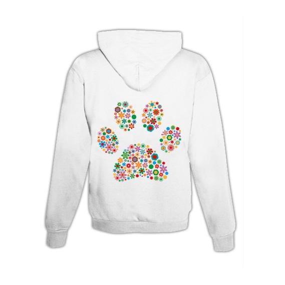 JoyLine Hoodie mit Zipper Pfote bunt Unisex Farbe: Weiss, Grösse: L