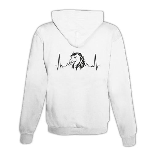 JoyLine Hoodie mit Zipper Herzschlag Pferd Unisex Farbe: Weiss, Grösse: M