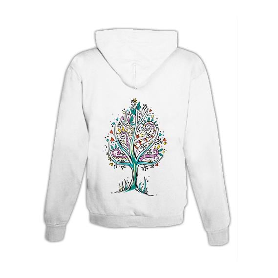 JoyLine Hoodie mit Zipper Baum bunt Unisex Grösse: XL, Farbe: Weiss