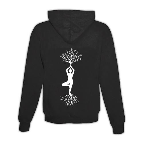 JoyLine Hoodie mit Zipper Yoga Baum Unisex Grösse: L, Farbe: Schwarz