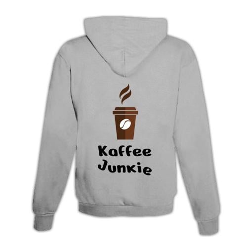 JoyLine Hoodie mit Zipper Kaffee Junkie Unisex Grösse: XXL, Farbe: Grau