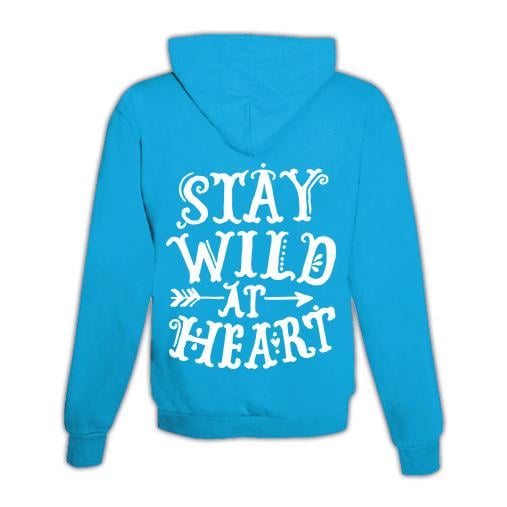JoyLine Hoodie mit Zipper Stay wild at heart Unisex Grösse: M, Farbe: Hellblau/Türkis