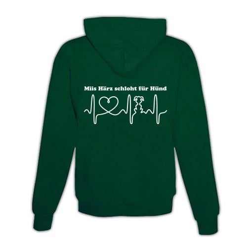 JoyLine Hoodie mit Zipper Hunde Herz Unisex Grösse: S, Farbe: Grün