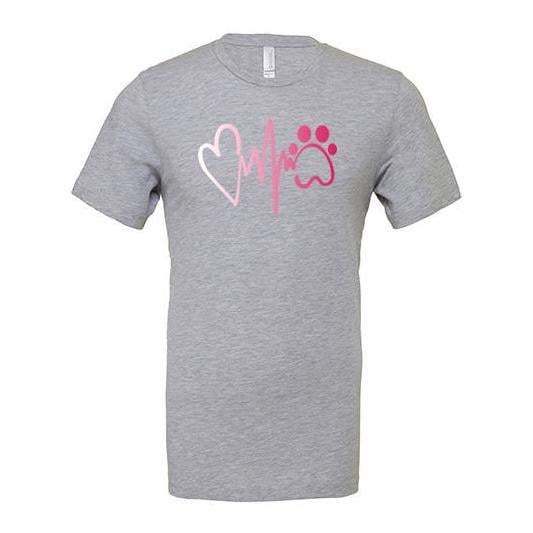 JoyLine T-Shirt Herzschlag Pink Unisex Farbe: Hellgrau, Grösse: L