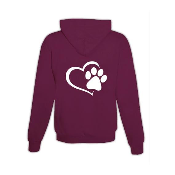 JoyLine Hoodie mit Zipper Herz mit Pfote Unisex Farbe: Burgundy, Grösse: XXL