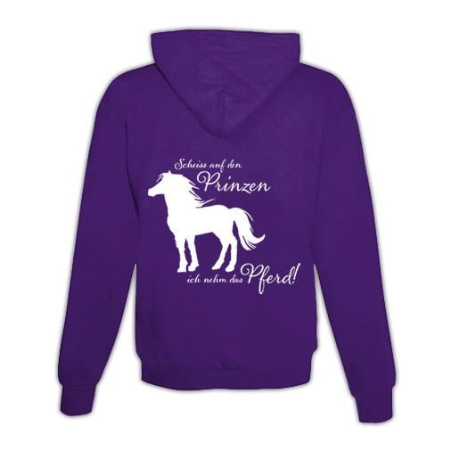 JoyLine Hoodie mit Zipper Ich nehm das Pferd Unisex Farbe: Lila, Grösse: XXL
