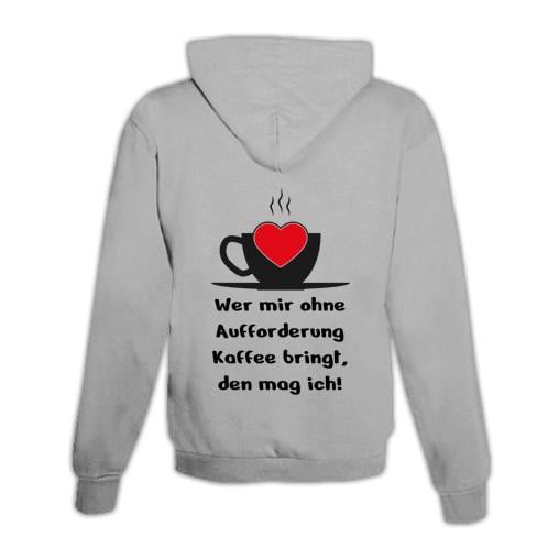 JoyLine Hoodie mit Zipper Kaffee Aufforderung Unisex Grösse: XXL, Farbe: Grau