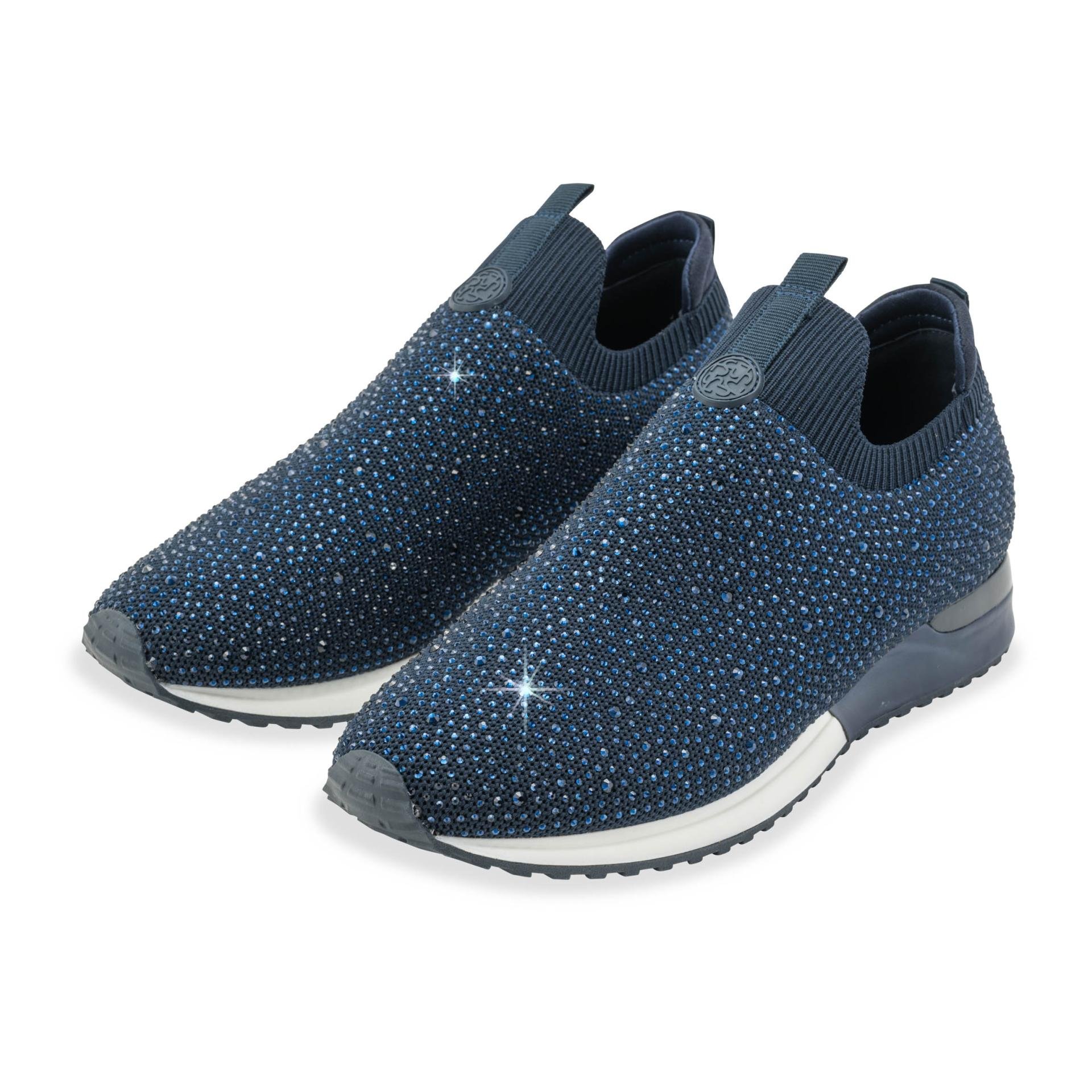 Exclusiv Line Sneaker mit Strasssteinen Glamour Farbe: Dunkelblau, Schuhgrösse Damen: 37