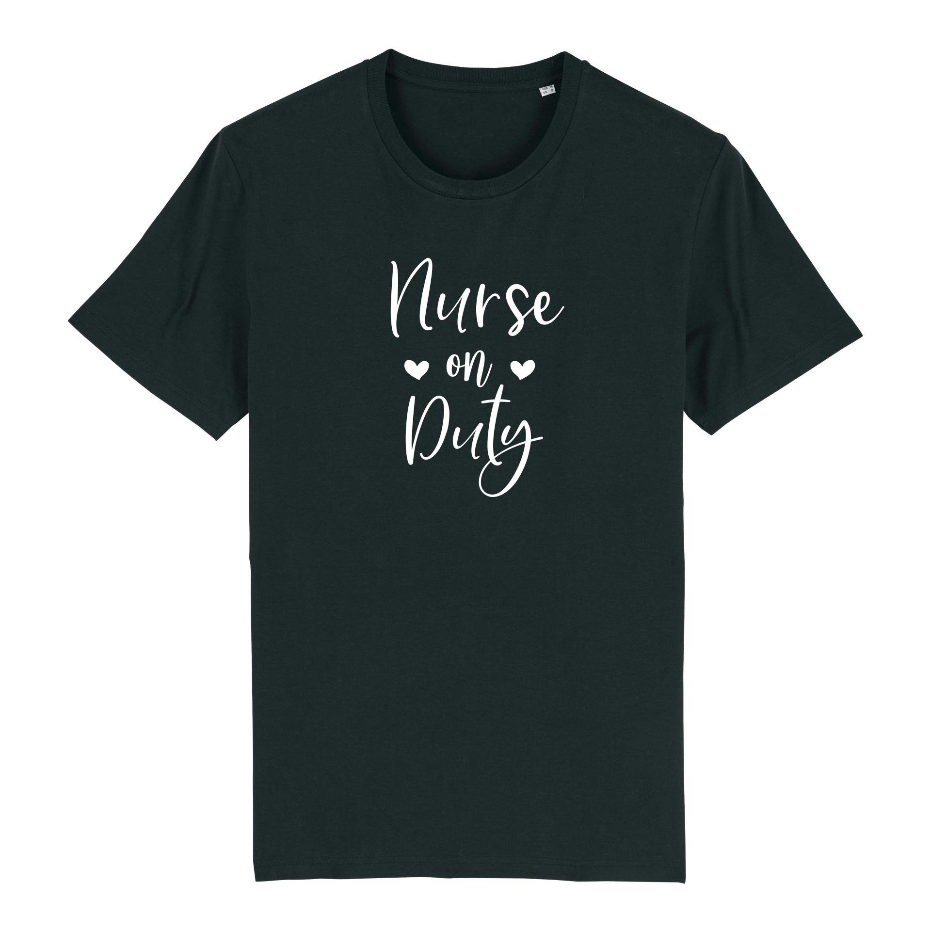 Schwesternuhr Nurse on Duty Bio T-Shirt Unisex Grösse: S, Farbe: Black