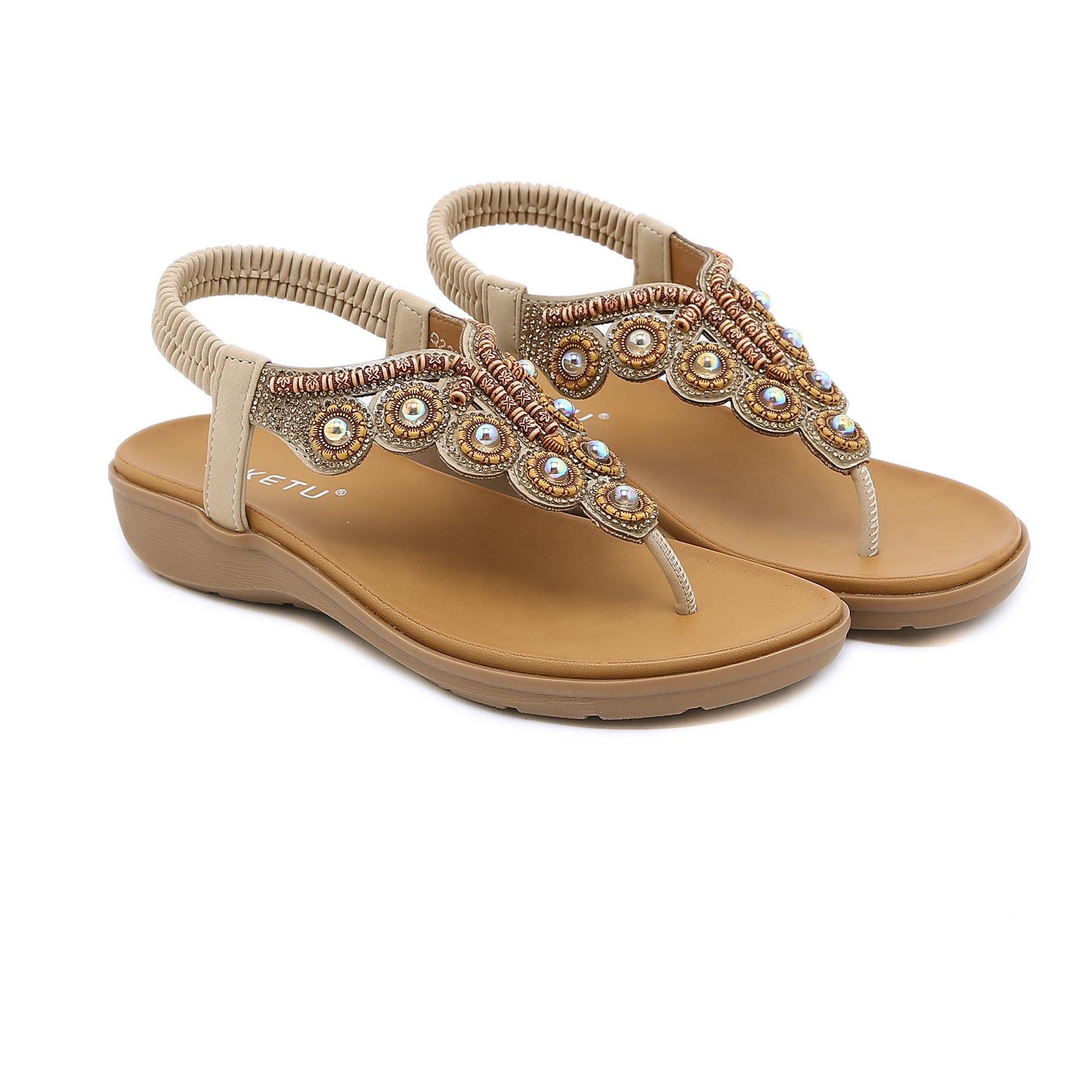 JoyFeet Sommersandale India Schuhgrösse Unisex: 36, Farbe: Beige